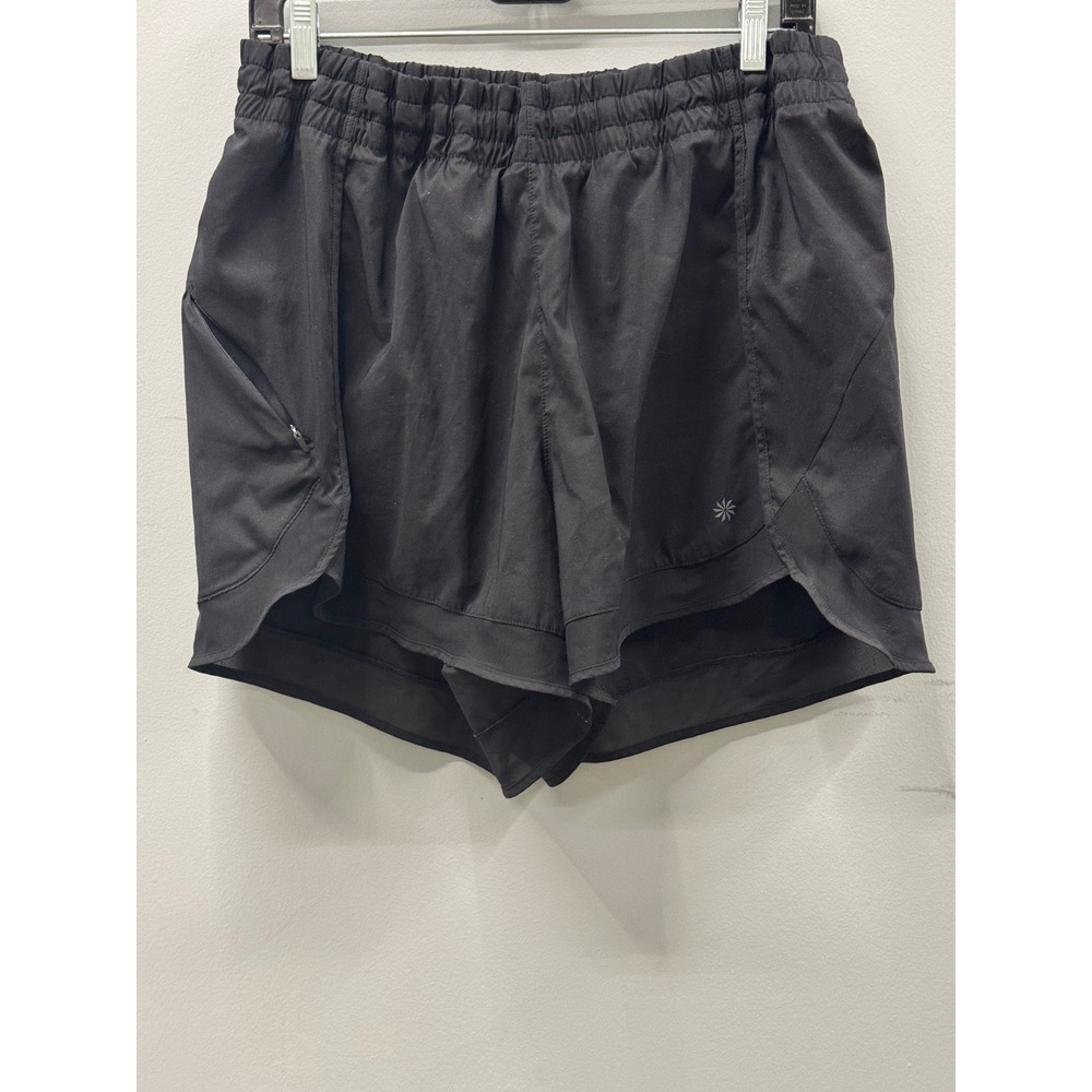 Athleta Mesh Racer Run Shorts Womens 1X Black 4 Inch Inseam Activewear Casual